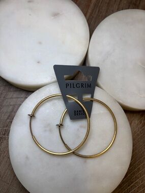 235 Pilgrim Gold-Tone Thin Hoop Earrings